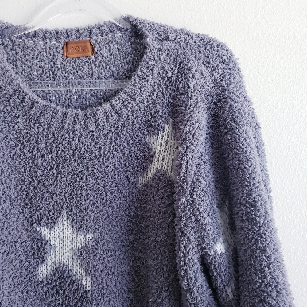 POL Crew Star Sherpa Long Sleeve Sweater - Picture 2 of 5